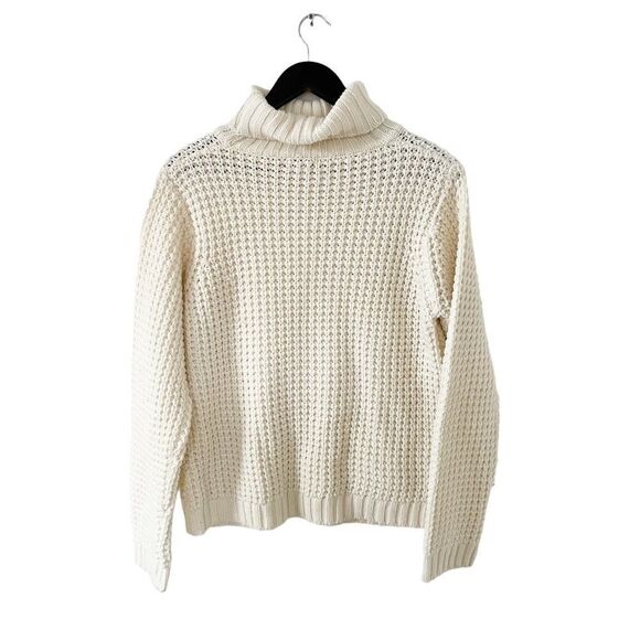 Carducci Cream Cable Knit Chunky Turtleneck Pullover Sweater - Picture 2 of 7